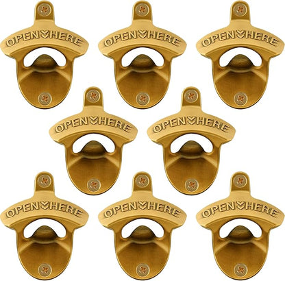 8 Packs Bulk Beer Opener Wall Mounted Vintage Gold Bottle Cap Opener by Wallmountedbottleopener