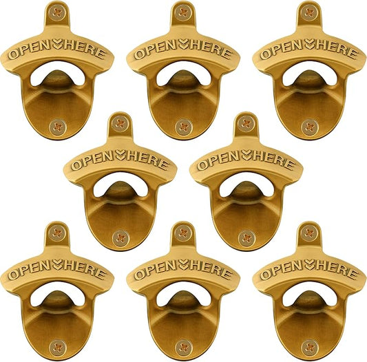 8 Packs Bulk Beer Opener Wall Mounted Vintage Gold Bottle Cap Opener by Wallmountedbottleopener