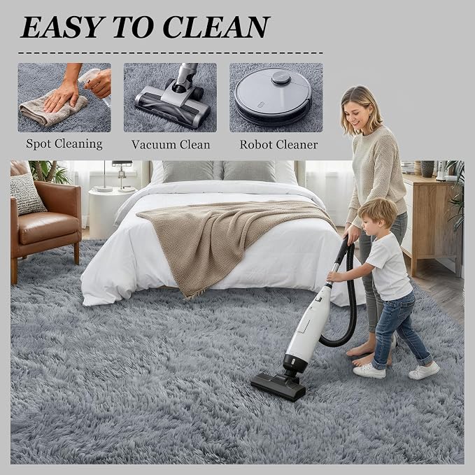 Fluffy Area Rugs 9x12 Living Room Bedroom: Ultra Soft Shag Rug Upgrade Non-Slip - Image 8