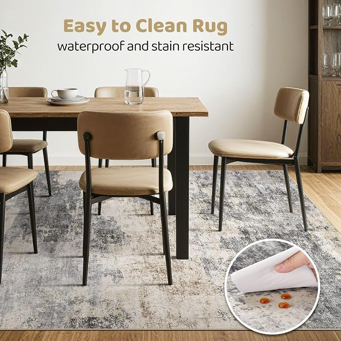6x9 Area Rugs Living Room: Washable Large Abstract Modern Soft Rug Stain - Image 6