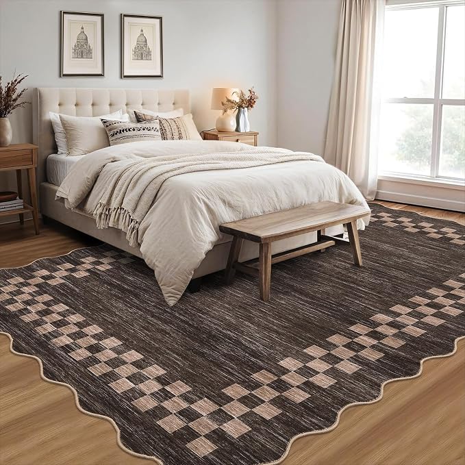 GarveeHome Washable Rug 5x7 for Living Room Large Bedroom Scalloped Rug Non - Image 2