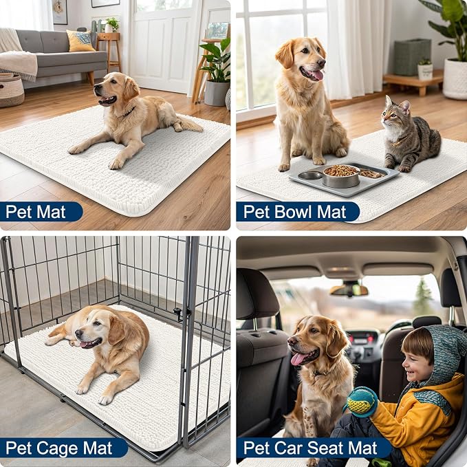 Smiry Dog Door Mat for Muddy Paws 48x30, Absorbent Dirt Trapper, Non-Slip - Image 6