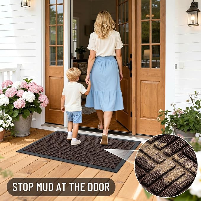 OLANLY Front Door Mat Outside Entrance 47x23, Heavy Duty Sturdy Natural Rubber - Image 7