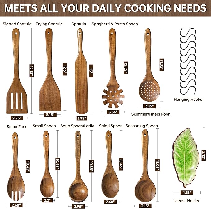 Wooden Utensil Set 11 Pcs - Image 3
