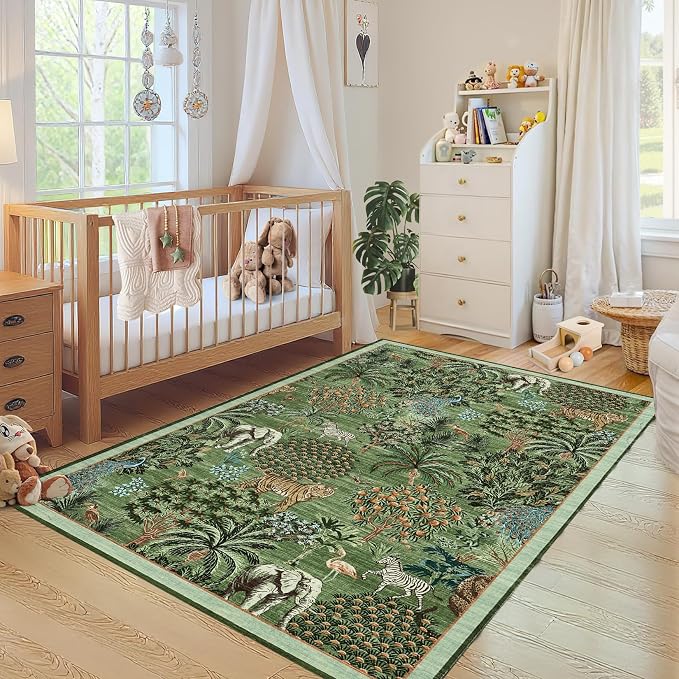 GarveeHome Jungle Animal Print Rug 3x5 Washable Area Rugs - Image 3