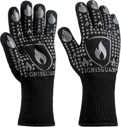 BBQ & Grill Gloves, Oven Gloves, 1472°F Silicone Oven Mitts Heat Resistant by IGNISGUARD