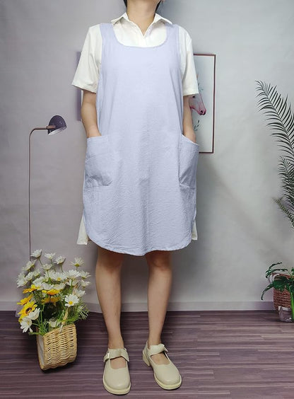 Cotton Cross Back Aprons Solid Color Cooking Kitchen Garden Smock - Image 3