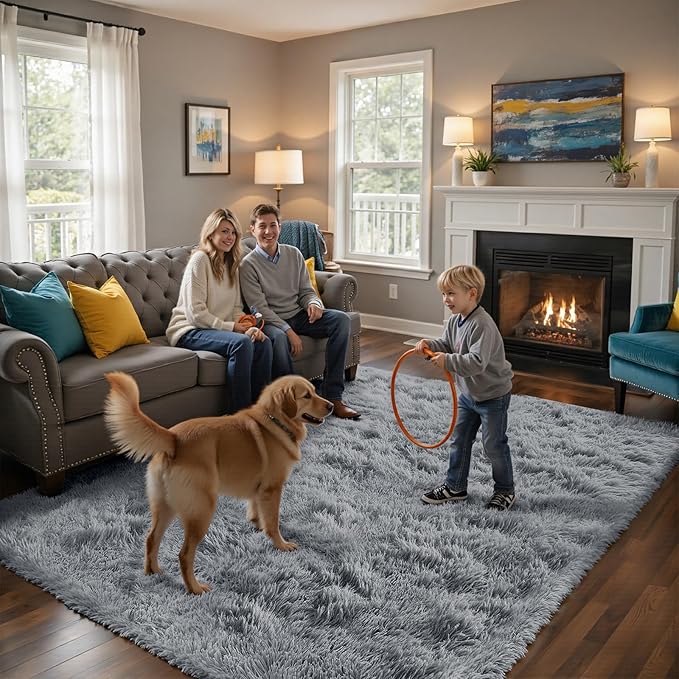 yongyangjuxin Fluffy Rug Shag Area Rug, Light Grey 6x9 Area Rugs - Image 5