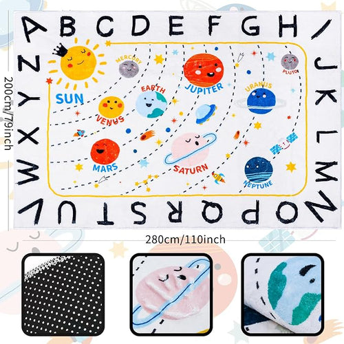 ABC Space Classroom Rug Elementary Rug, Soft Plush Educational Large Rugs - Image 2