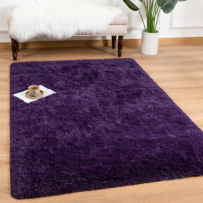 Andecor Soft Fluffy Bedroom Rugs, 3 x 5 Feet Indoor Shaggy Plush Area Rug by Andecor