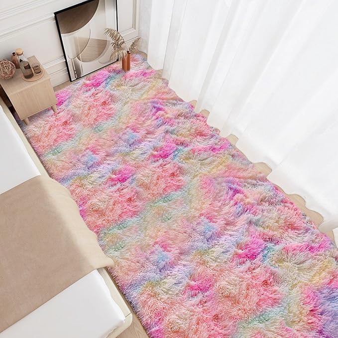 Colorful Unicorn Rainbow Rug for Girls Bedroom Bedside Rug Runners 3x10 Ft for - Image 2