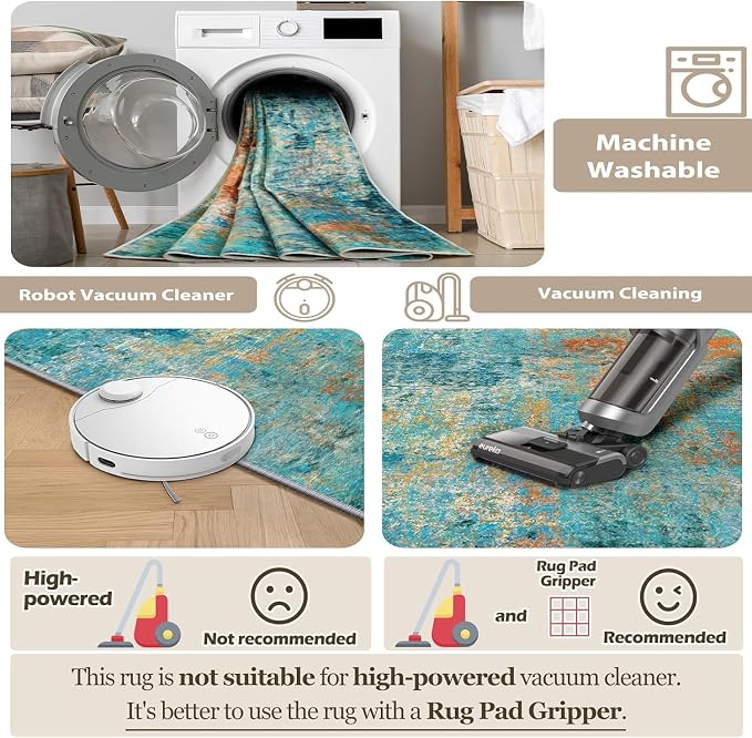 RELEANY Washable Area Rugs 4ft Non-Slip Modern Abstract Soft - Image 5