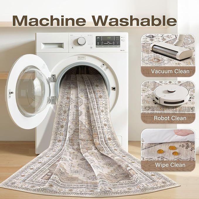 7x9 Washable Area Rug, Large Rugs - Image 2
