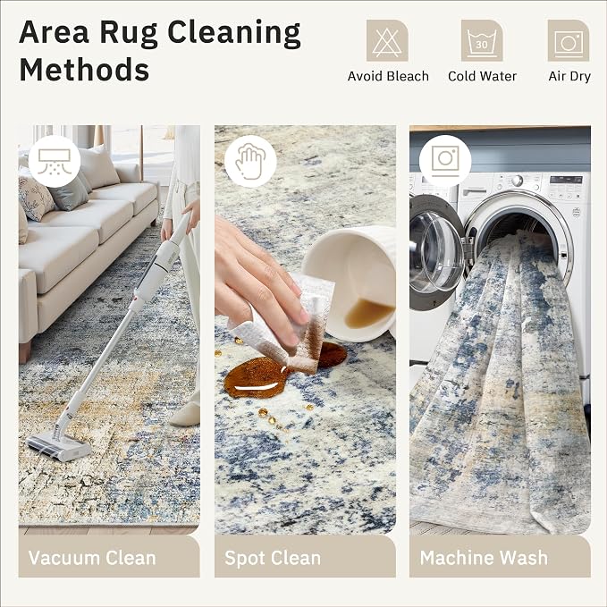 Soalmost Abstract Rug 8x10 Large Living Room Rugs Neutral Modern Washable Area - Image 9