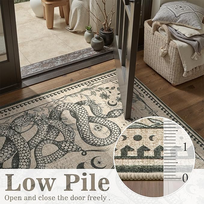 DCX Washable 3x5 Snake Rug, Soft Low Pile Carpet, Kid & Pet Friendly - Image 4