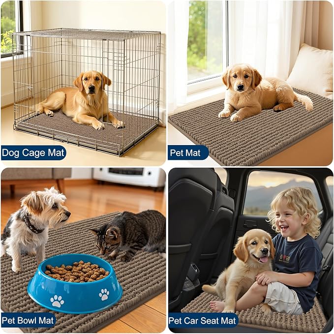 OLANLY Dog Door Mat for Muddy Paws 44x24, Ultra Absorbent Chenille Mud Doormat - Image 7
