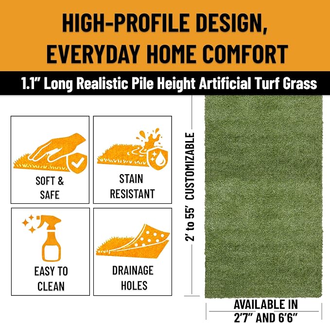 Ottomanson Artificial Grass Runner Natural 31" x 10', Realistic Grass - Image 6