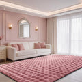 Dusty Rose Rabbit Plush Rug 5'x8', Fluffy Faux Fur Shaggy Area Rug by CHOVY