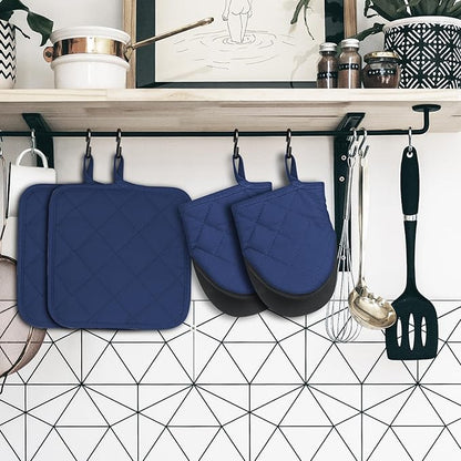 Oven Mitts and Pot Holders Set, Heat Resistant Silicone Kitchen Mini Oven - Image 7
