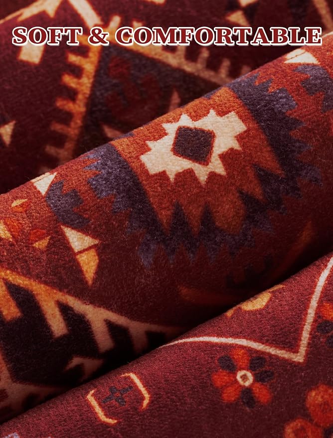 SERISSA Boho Washable Runner Rug, 2x6 Rug Runner Non-Slip Vintage Rustic Red - Image 5