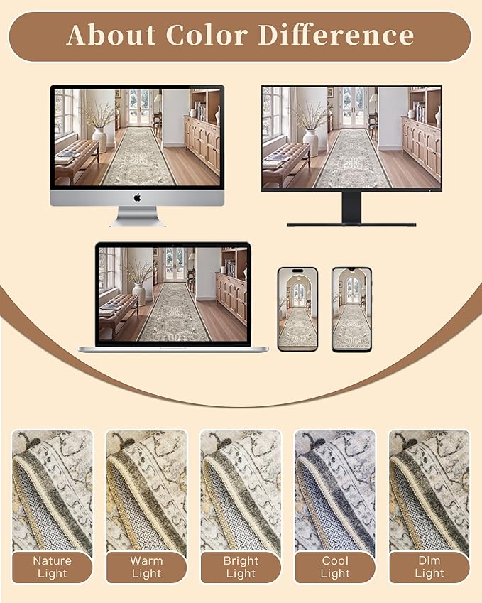 Madane Hallway Runner Rug 2'6''x10' Kitchen Runner, Non Slip Vintage Runners - Image 9