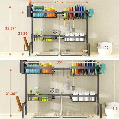 YKLSLH 4 Baskets Over The Sink Dish Drying Rack, Extendable Large Capacity Sink - Image 4
