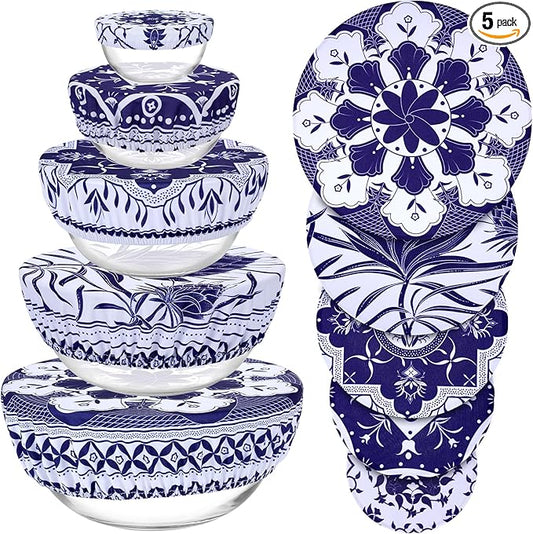 5 Pieces Bowl Covers Reusable, 5 Size Elastic Cloth Bowl Covers by Revahope