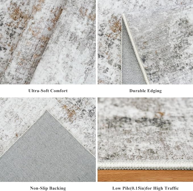 2x5 Rug Runner Non-Slip Washable – Modern Neutral Abstract Small Rug - Image 5