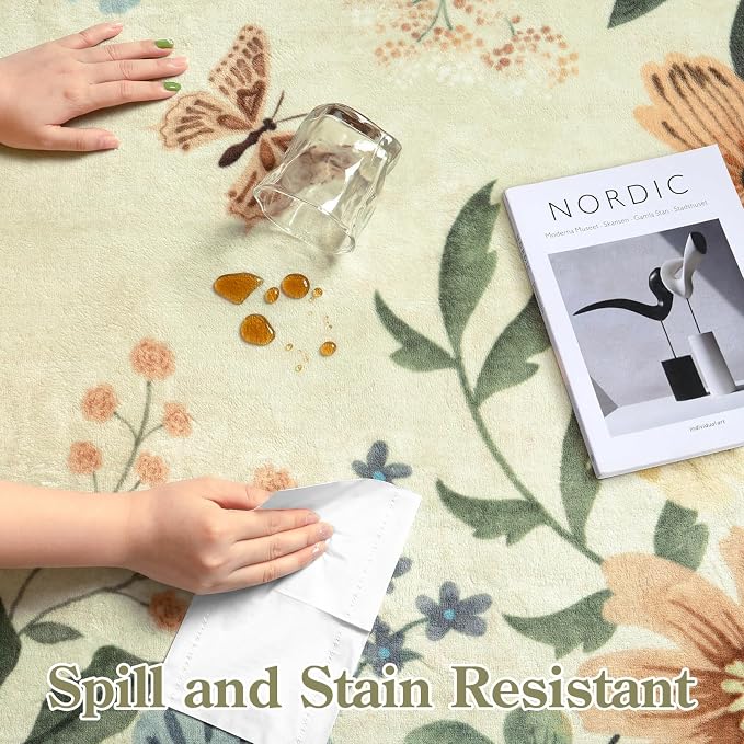 Lahome Floral Bedroom Rug, 4x6 Washable Area Rugs - Image 8