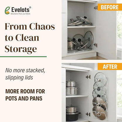 Evelots 6 Pot Lid Organizer for Cabinet or Pantry Wall - Image 6