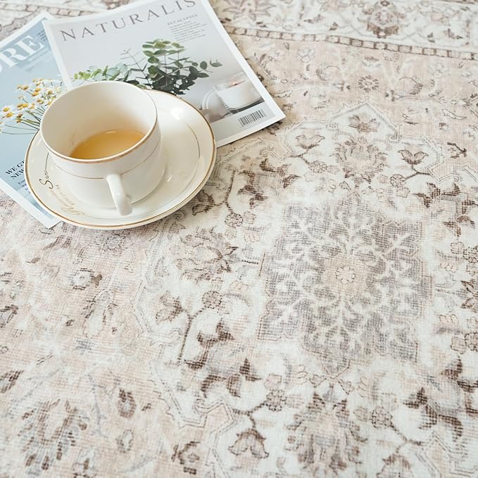 Living Room 4x6 Area Rugs: Vintage Farmhouse Washable Non-Slip Rug - Image 4