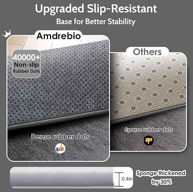 Amdrebio Grey Modern Fluffy Living Room Rugs, 5x8 Rug, Furry Area Rug - Image 5