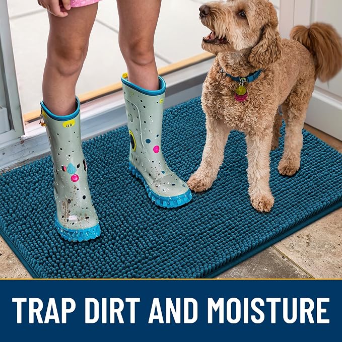 Smiry Dog Door Mat for Muddy Paws 30x20, Absorbent Dirt Trapper, Non-Slip - Image 3