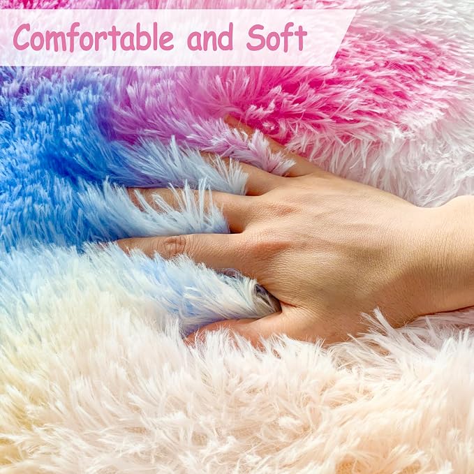Large Hot Pink Rainbow Area Rug - Image 4