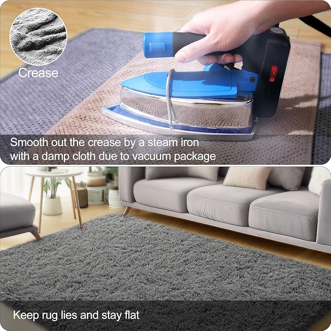 qulint 9x12 Area Rug for Living Room, Soft Fluffy Large Bedroom Carpet Shag - Image 5