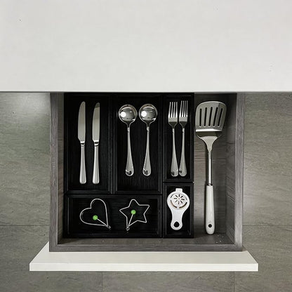 bamboo drawer organizer Set, expandable drawer dividers, wooden storage - Image 5