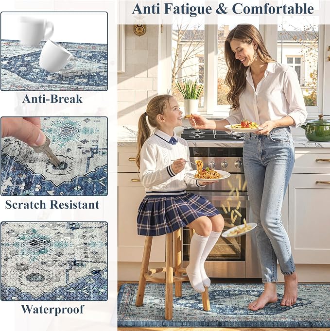 Collive Kitchen Mats for Floor, Boho Non Slip Kitchen Cushion Rug Kitchen Floor - Image 6