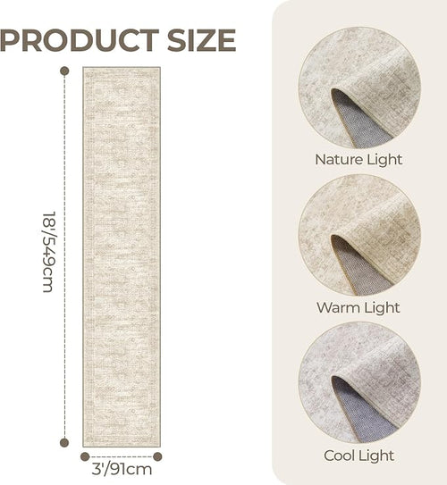 3x18 Washable Runner Rug for Hallway, Non-Slip Long Hallway Runner for Entryway - Image 2