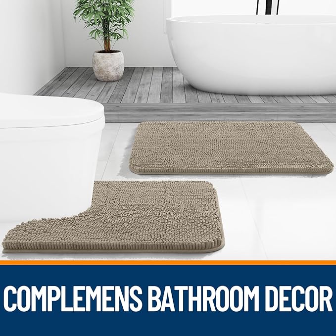 OLANLY Bathroom Rugs 32x20, Extra Soft Absorbent Chenille Bath Rugs, Rubber - Image 7