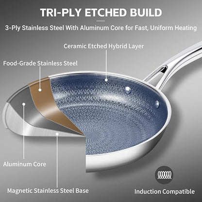 Ammeloo Hybrid Stainless Steel Cookware Set, 17-Piece Tri-Ply Pots and Pans Set - Image 6