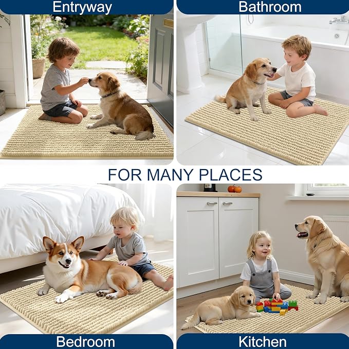 OLANLY Dog Door Mat for Muddy Paws 44x32, Ultra Absorbent Chenille Mud Doormat - Image 8