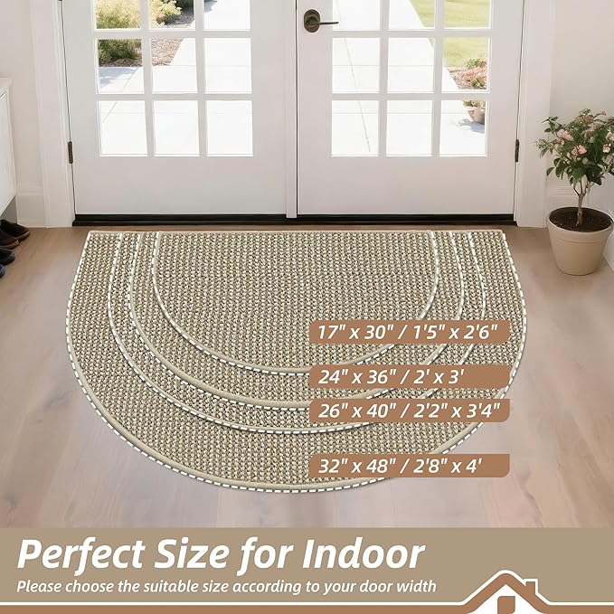 BEQHAUSE Dirt Trapper Door Mat 32" x 48" Half Circle Non-Slip Washable Doormats - Image 2