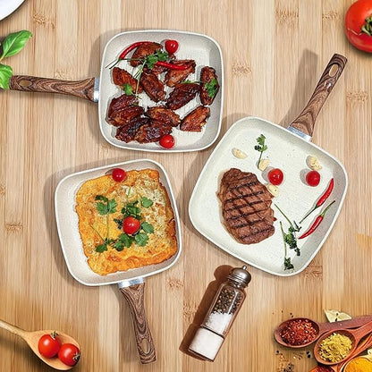NEWBULIG 3-Piece Nonstick Grill Pan Set, Square Griddle Pans - Image 7