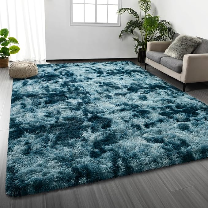 Deerhoo Shag Area Rug, 4 X 6 Tie-Dyed Plush Fuzzy Rugs by Deerhoo