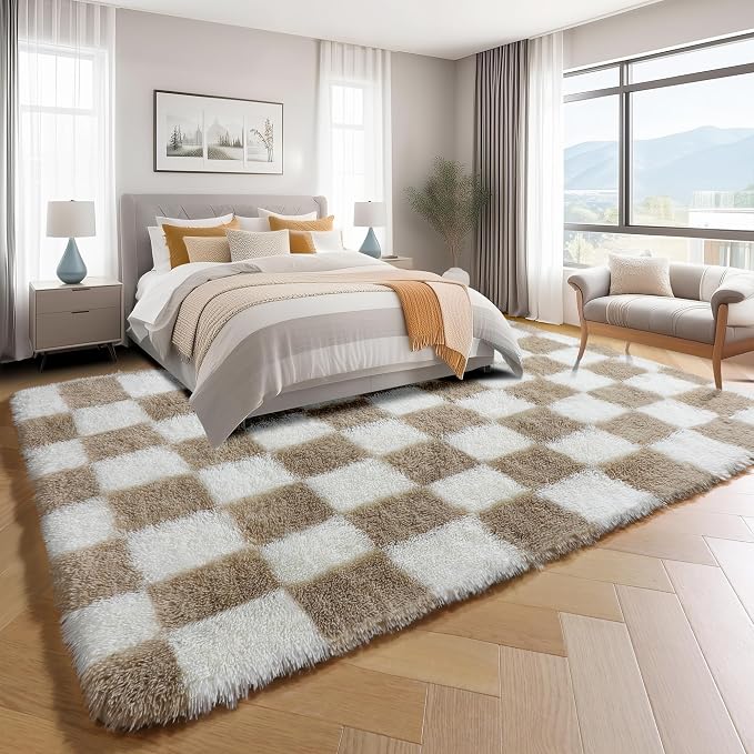 KICMOR Area Rugs for Bedroom Living Room, 4x6 Fluffy Soft Beige and Cream White - Image 3