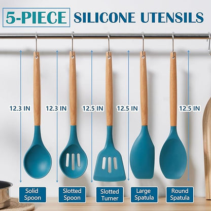 E-far Silicone Cooking Utensils Set, 5-Piece Kitchen Utensils Set - Image 2
