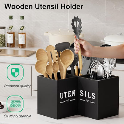 ZUJJAFY Utensil Holder for Kitchen Counter, Corner Kitchen Utensil Holder for - Image 4