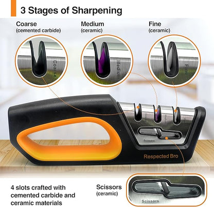 RESPECTED BRO 4-in-1 Knife and Scissors Sharpener, Premium Kitchen Knife - Image 4