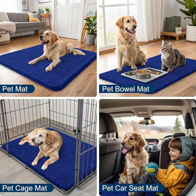 Smiry Dog Door Mat for Muddy Paws 24x16, Absorbent Dirt Trapper, Non-Slip - Image 6