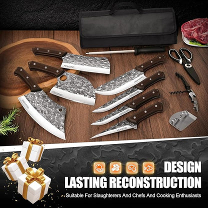 MDHAND Butcher Knife Set, Heavy Duty Meat Cleaver, Fillet Knives, Meat Cutting - Image 7